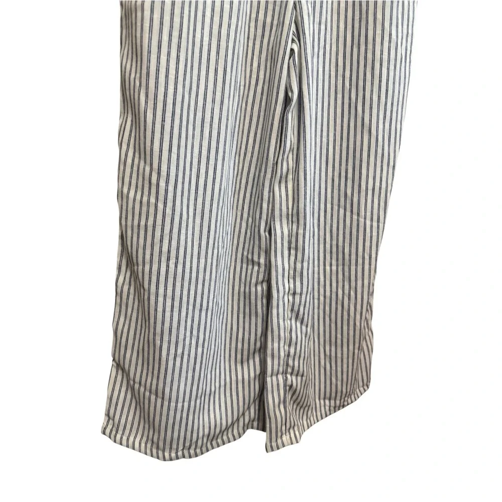 Old Navy Jumpsuit Girls L 10-12 Blue White Striped Smocked Ruffle Excellent